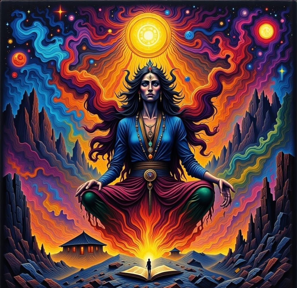 Vintage Tarot Card Featuring Gypsy Fortune Teller