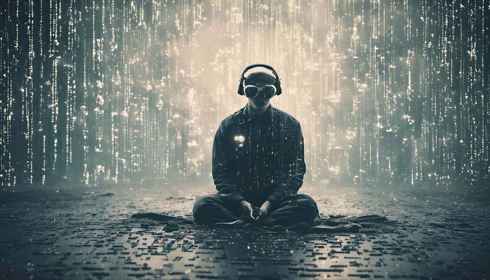 Matrix Portrait in Binary ASCII Art Starscape