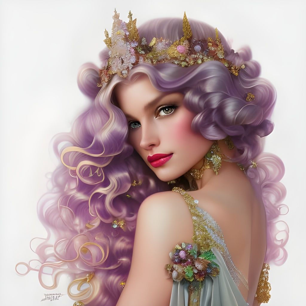 Queen with Crystals: Art Nouveau Portrait