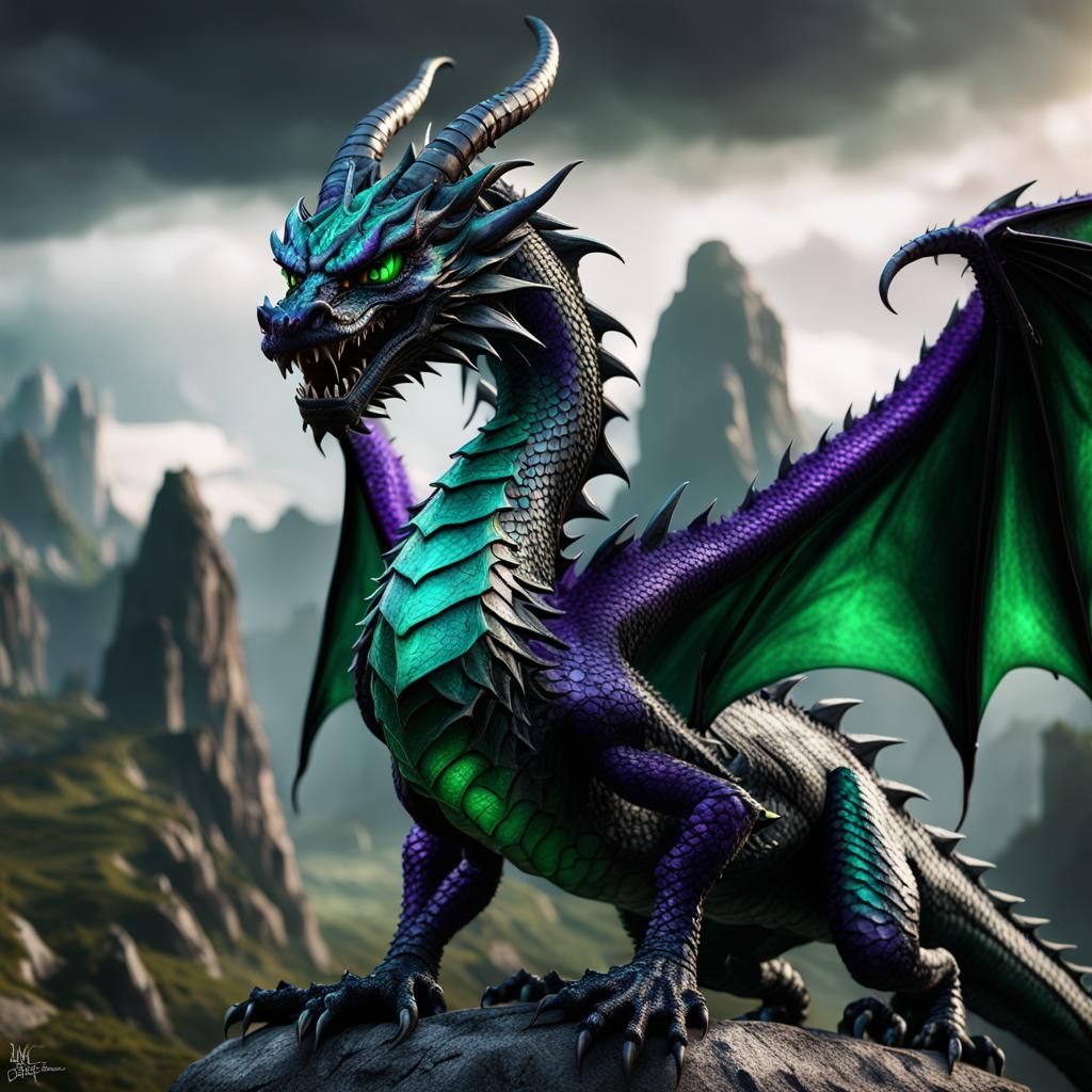 Menacing Emerald Dragon in Detailed 3D Render