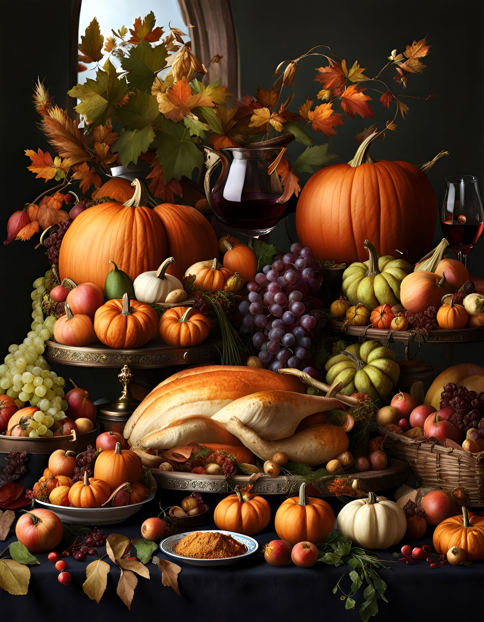 Sumptuous Autumn Harvest Feast Still Life