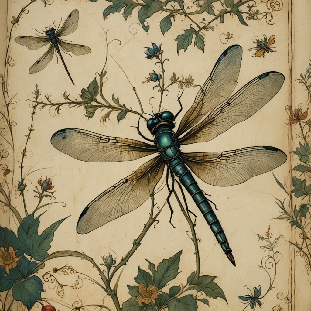 Dragonfly: Leonardo da Vinci Style Bestiary Entry