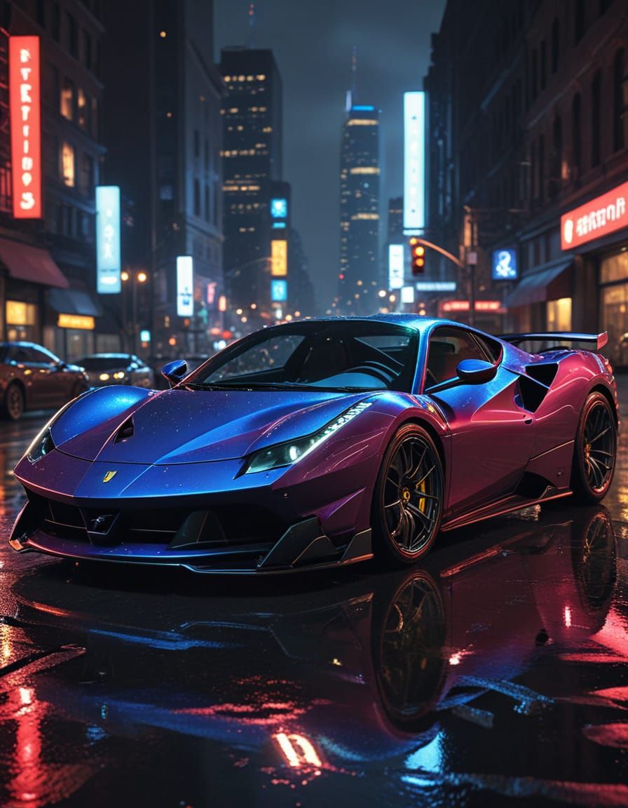 D.Va and Ferrari in Gotham City: 3D Anime Art