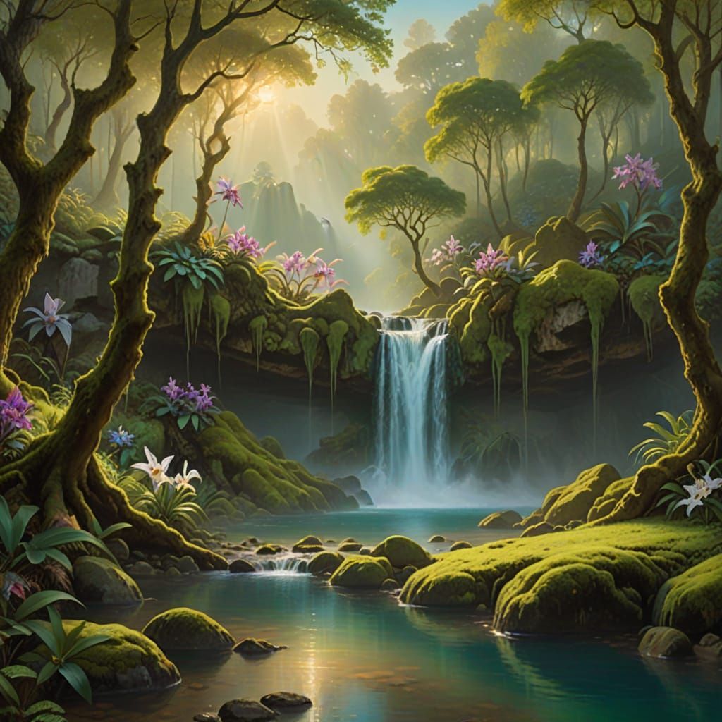 Albert Bierstadt-Inspired Masterpiece of a Hidden Waterfall ...