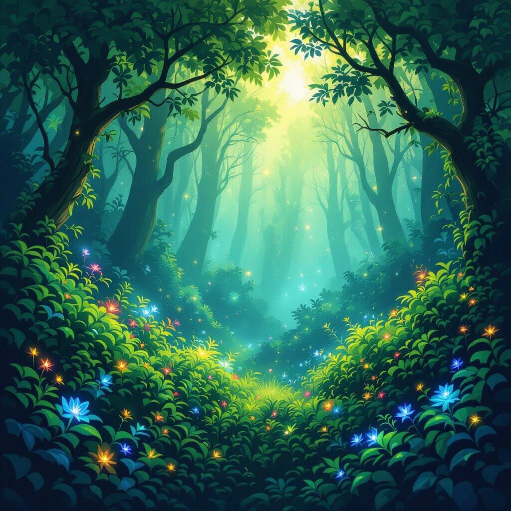 Mystical Forest in Ethereal Light