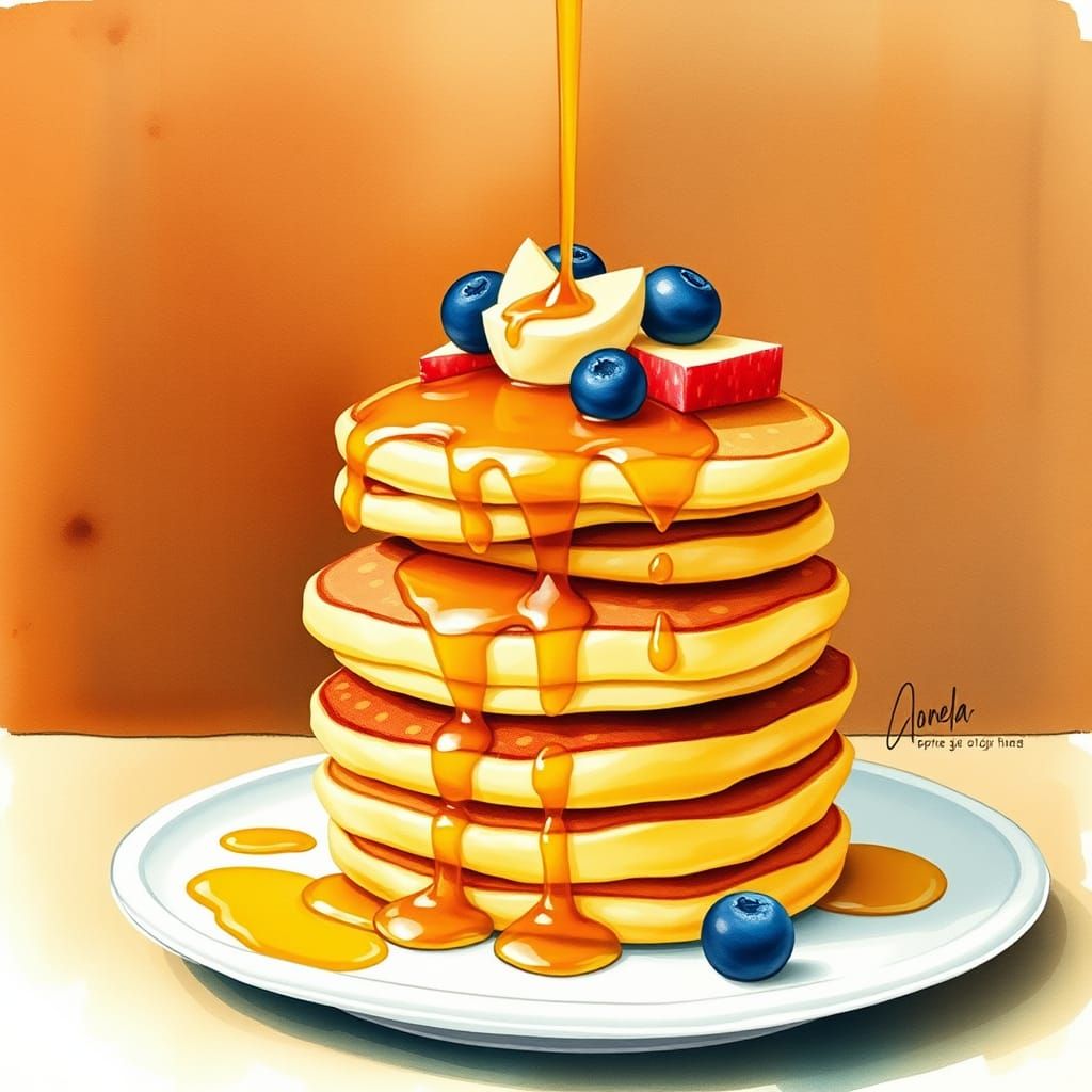 Whimsical Breakfast Delight in Warm Pastel Hues