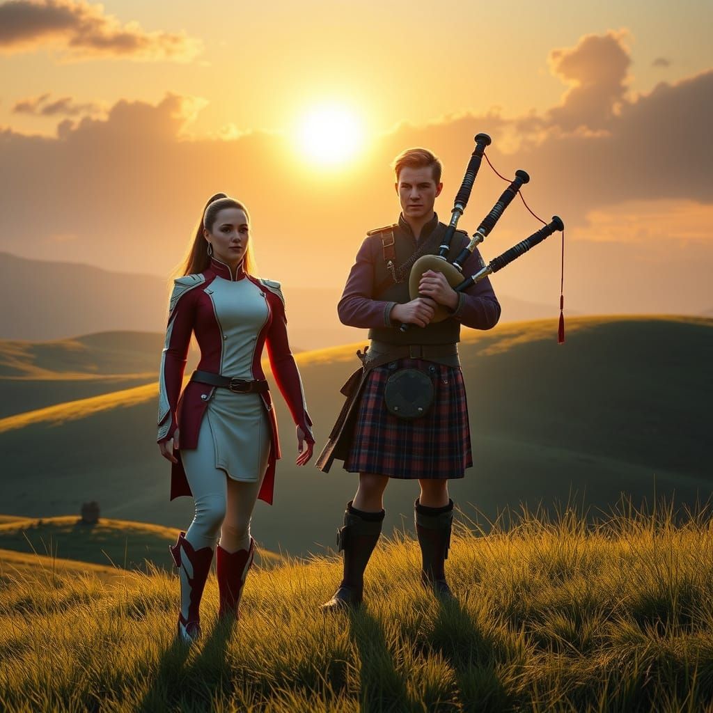 Starfleet Commander in Celtic Fantasy Landscape