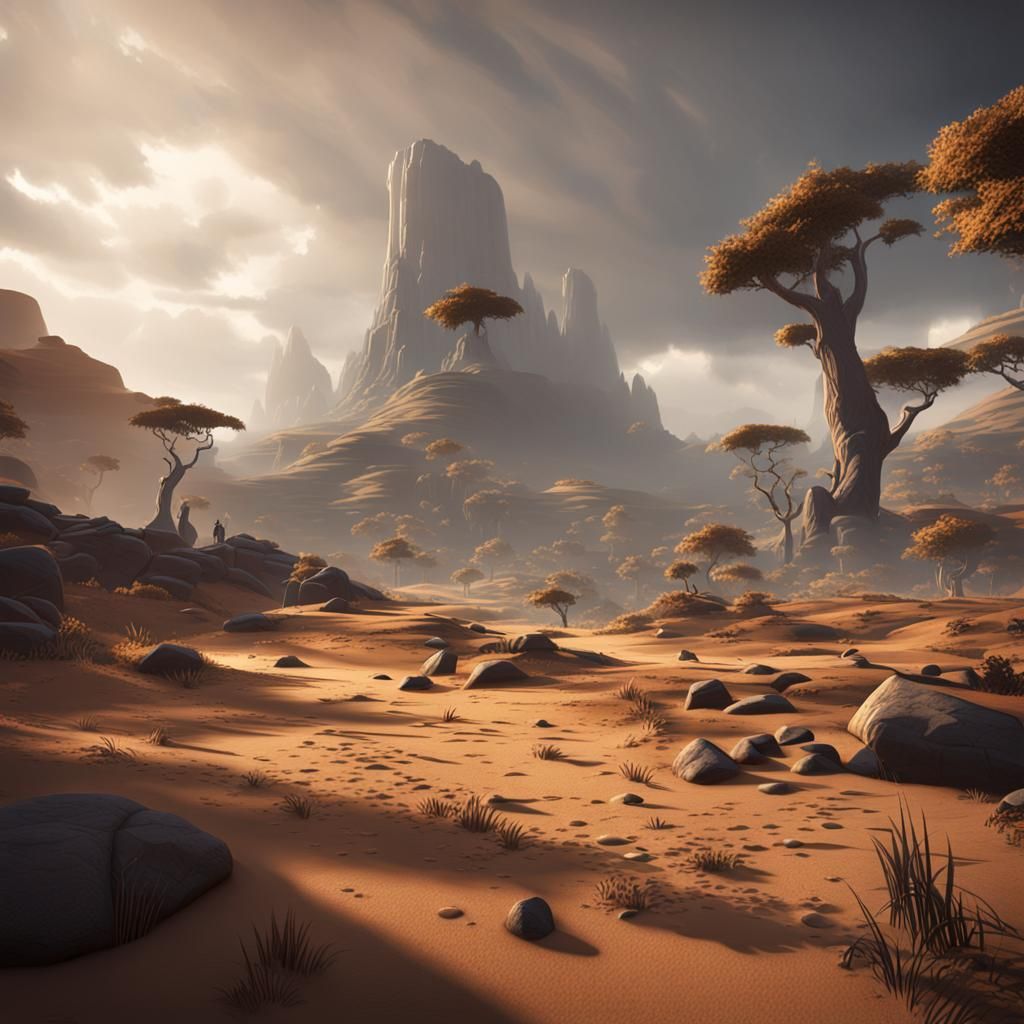 Mysterious Prehistoric Scene in 3D