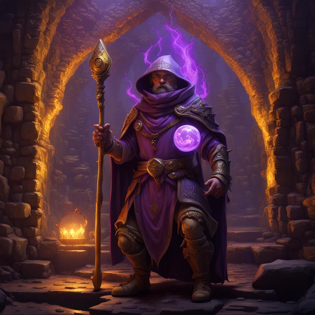 Halfling Techno-Wizard in Dark Fantasy Concept Art