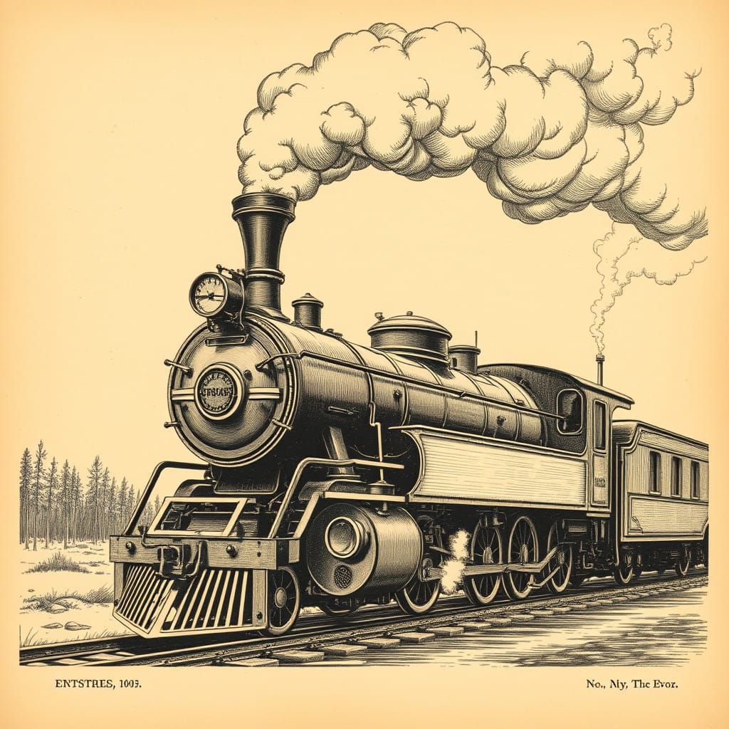 Vintage Steam Train in Warm Sepia Tones