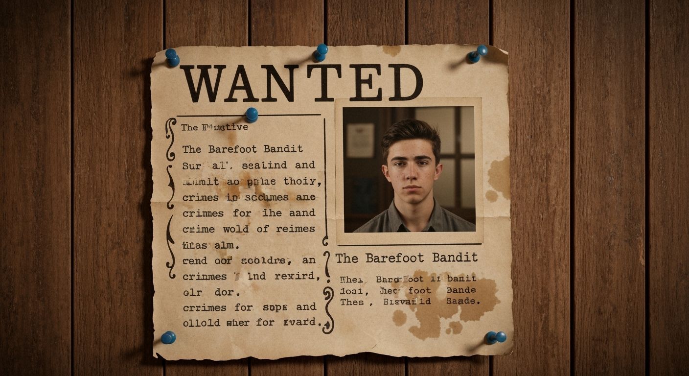 Wanted Poster of Barefoot Bandit in Sheriff's Office