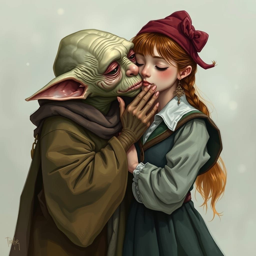 Dobby Kisses Hermione: A Whimsical Scene