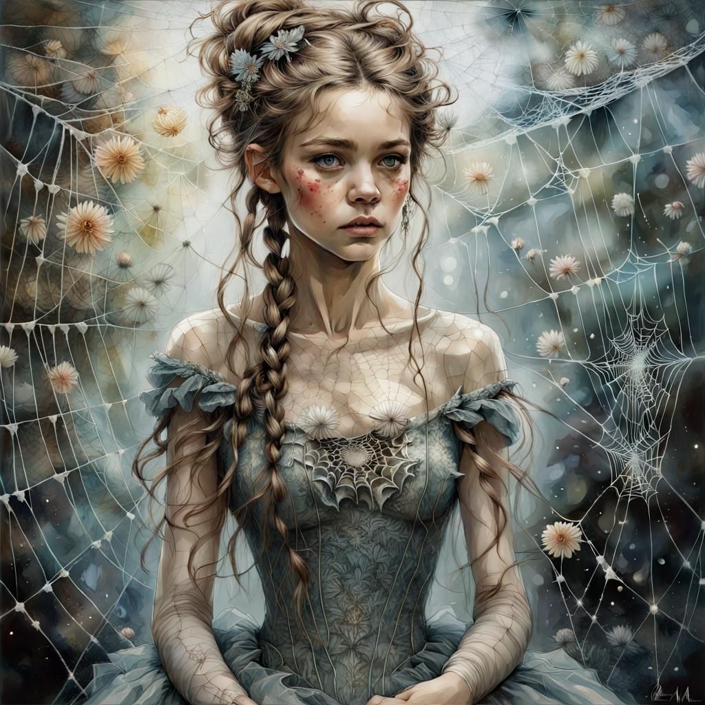 Dark Fantasy Princess with Spiderweb Dress