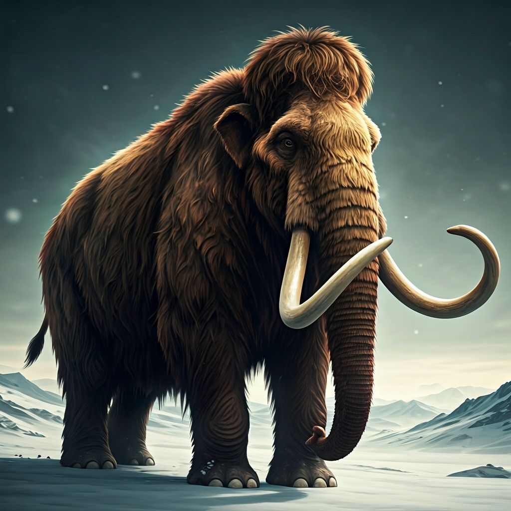 Majestic Woolly Mammoth in Deep Snow, Hyper-Detailed Art