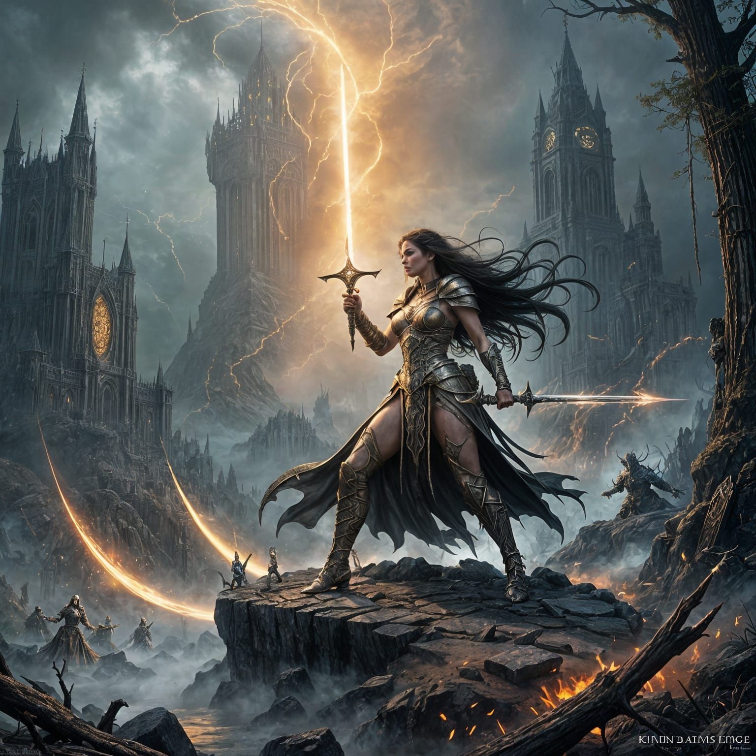 Golden Aura Warrior Battles Dark Goddess in Epic Soulsborne ...