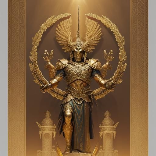 Sargon in Golden Armor: A Fantasy Portrait