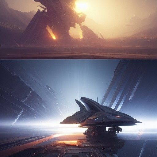 Detailed Spaceship in Dark Fantasy Style