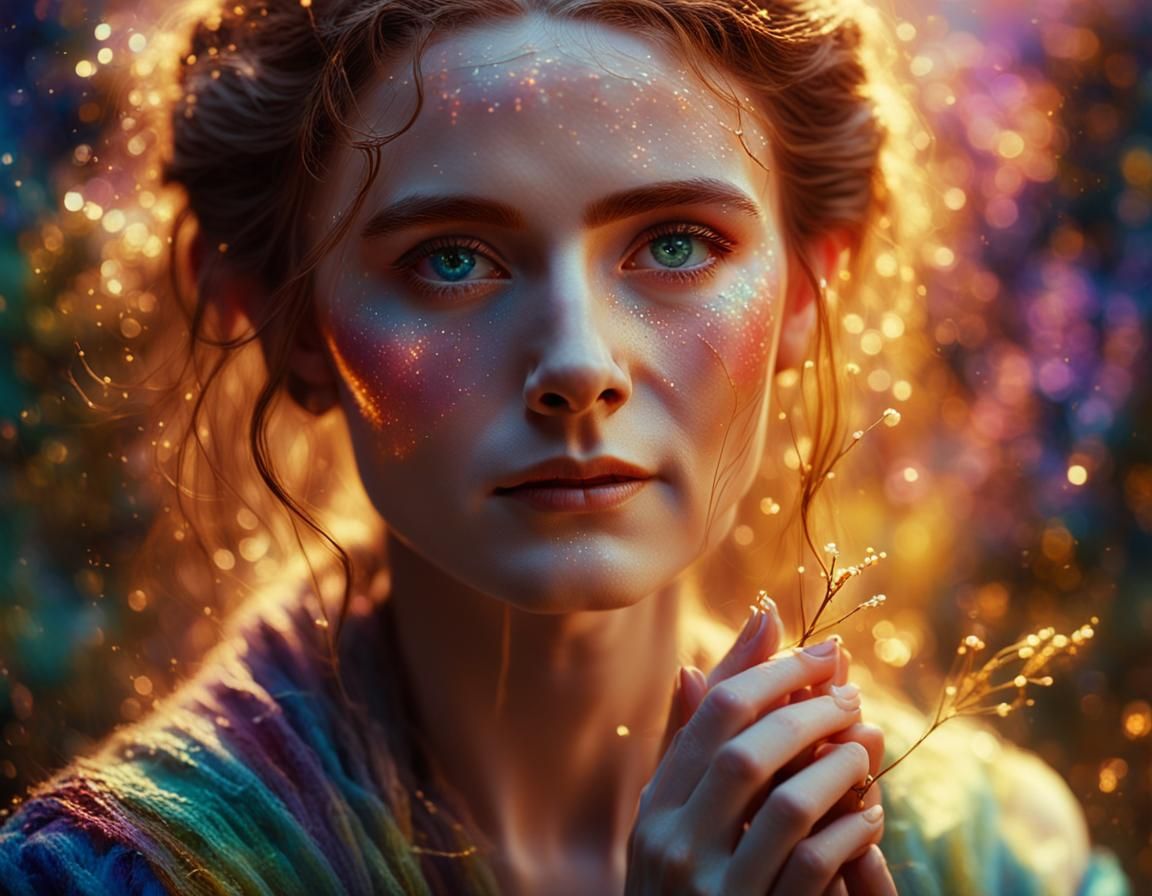 Ethereal Lady with Gentle Hands, as Oil Painting