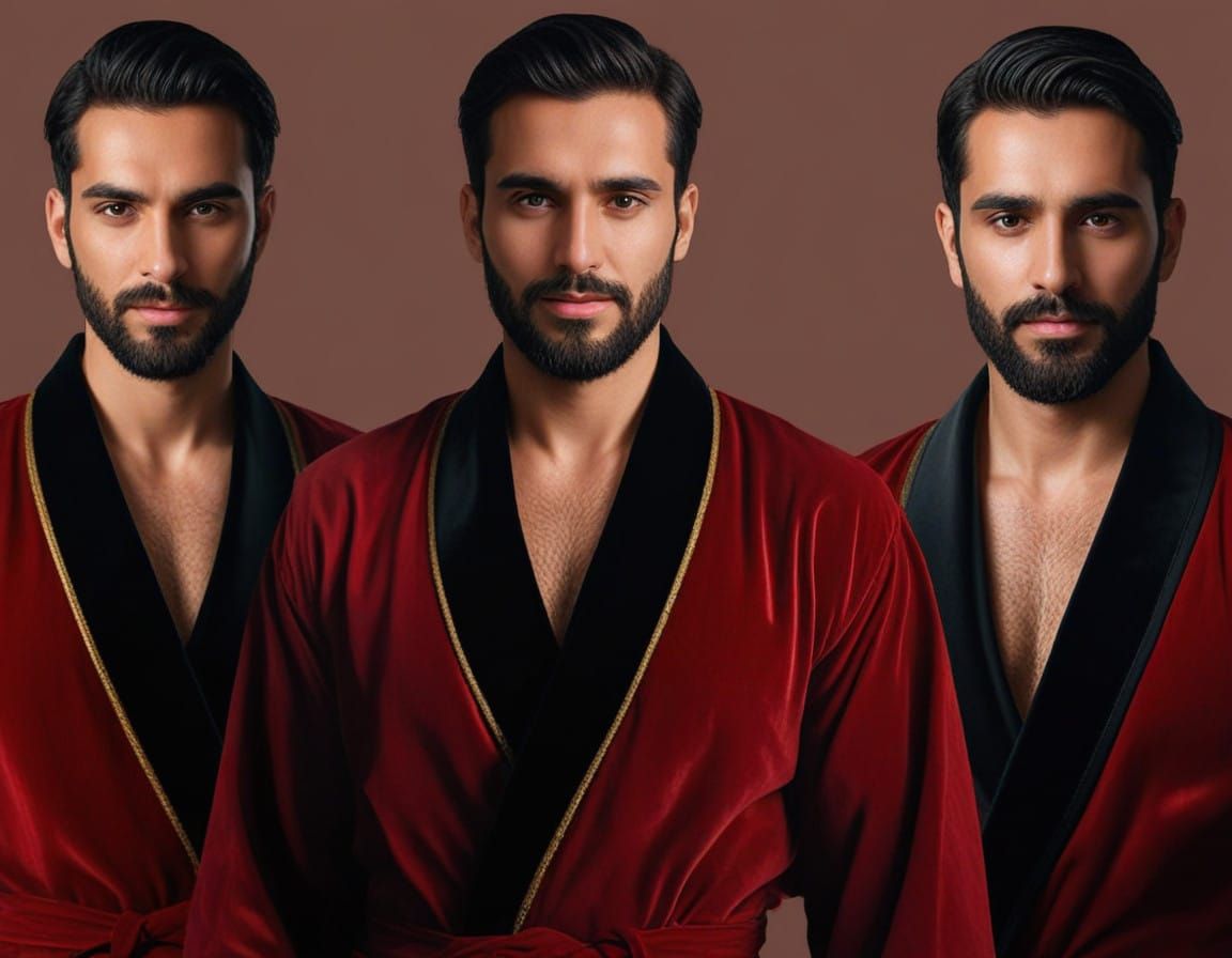 Elegant Brotherhood in Red Velvet Robes