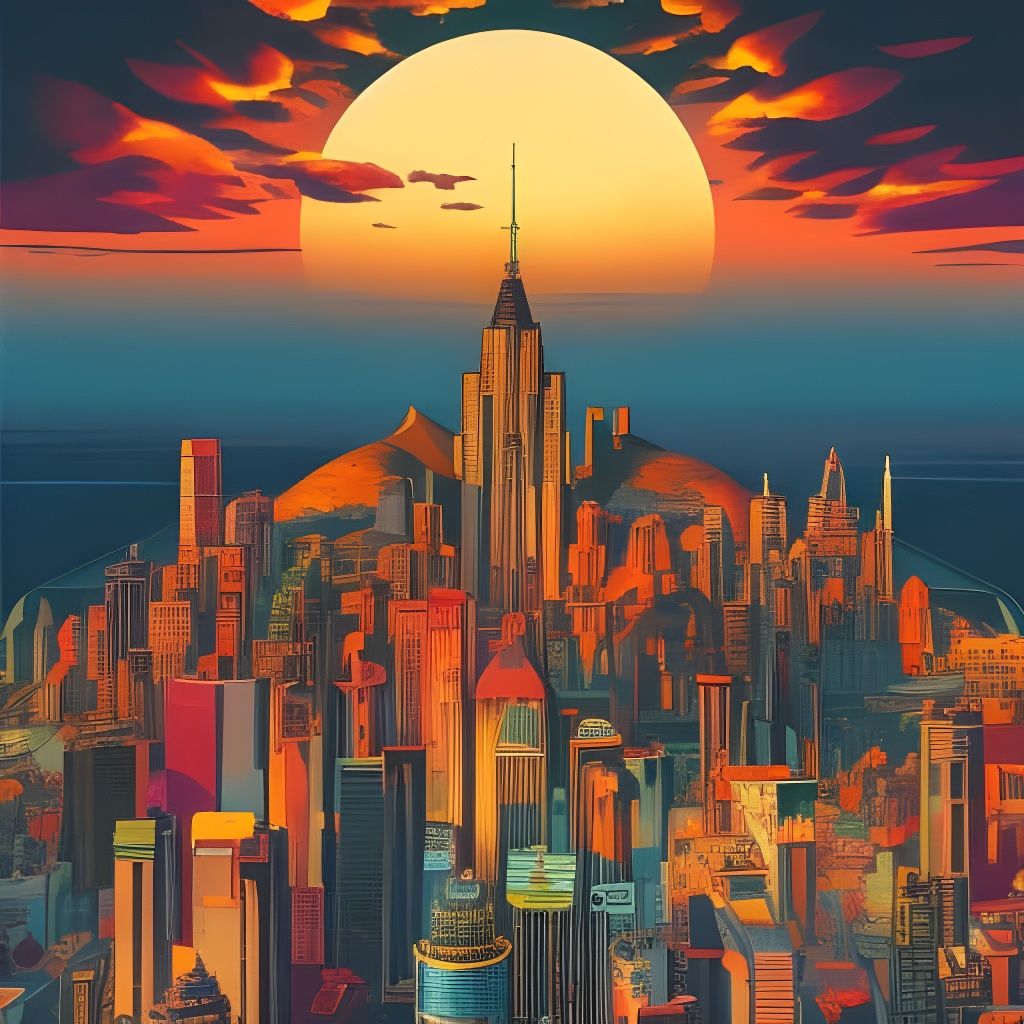 Los Angeles Maximalist Cityscape in Studio Ghibli Style