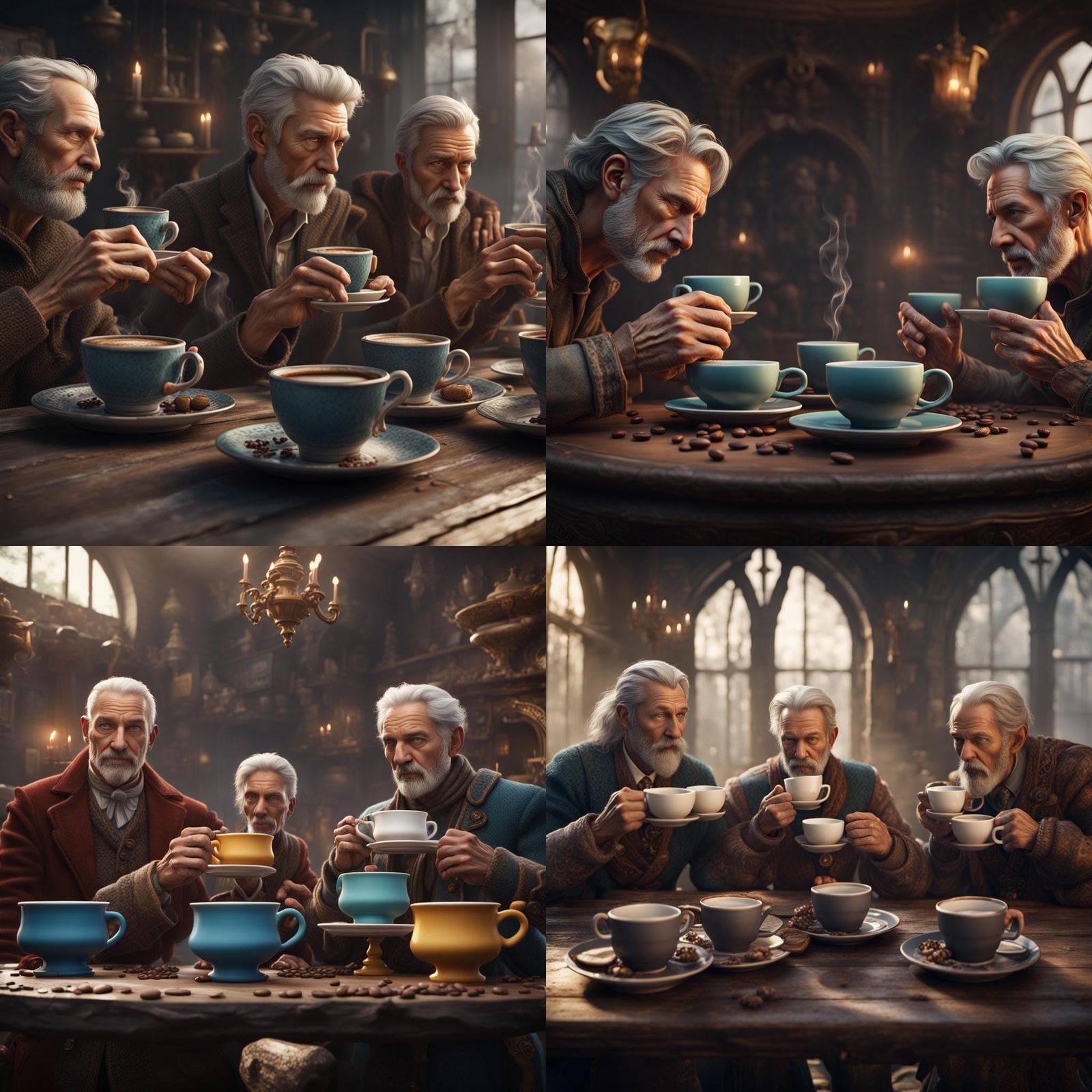 Coffee Drinkers in a Detailed Matte Painting