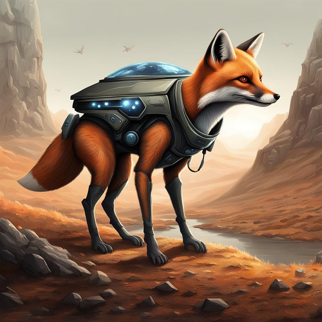 Alien Fox on Exoplanet: Xenobiology Concept Art