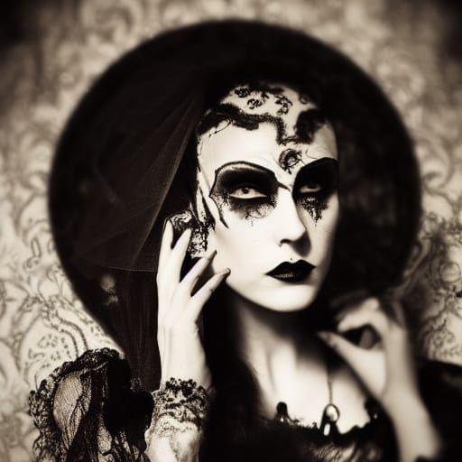 Mysterious Gothic Figure Enveloped by Midnight Insects