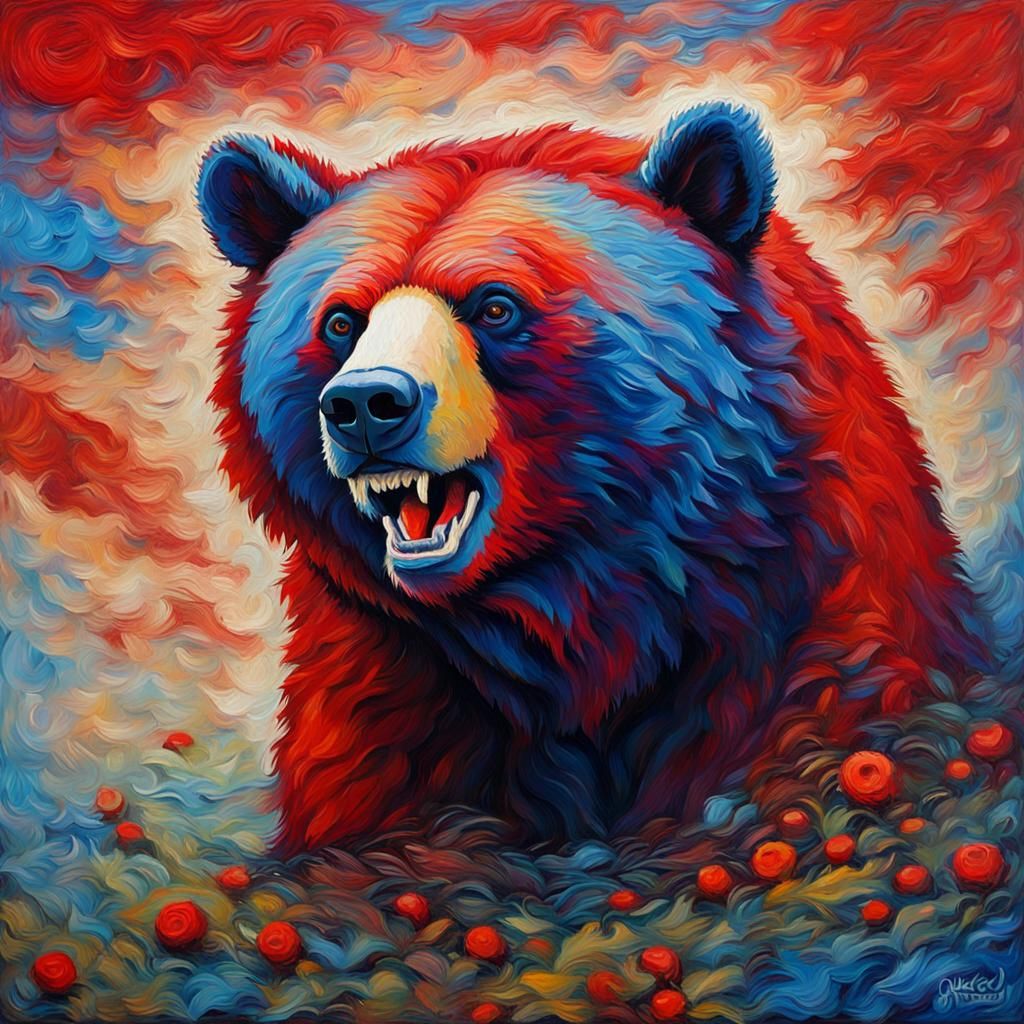 Grateful Dead Bear: Expressionist Oil Painting