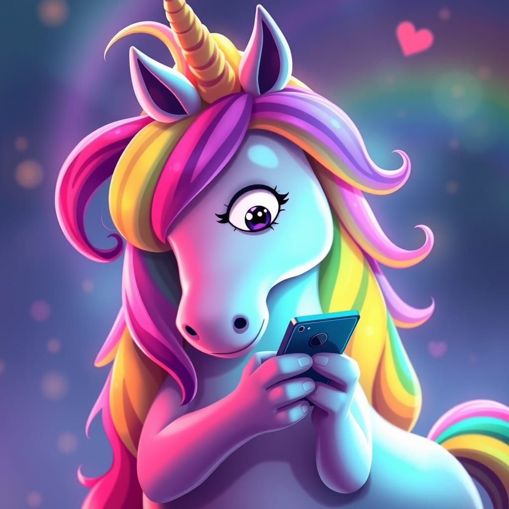 Unicorn Swiping on Tinder With Disappointed Face
