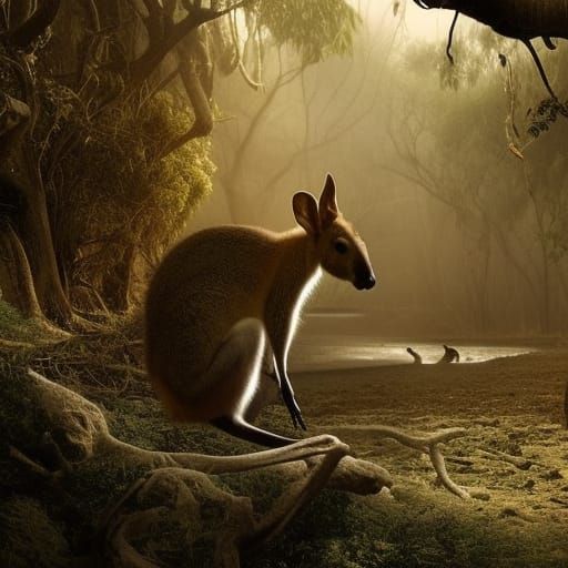 Wallaby in Natural Habitat: Digital Matte Painting