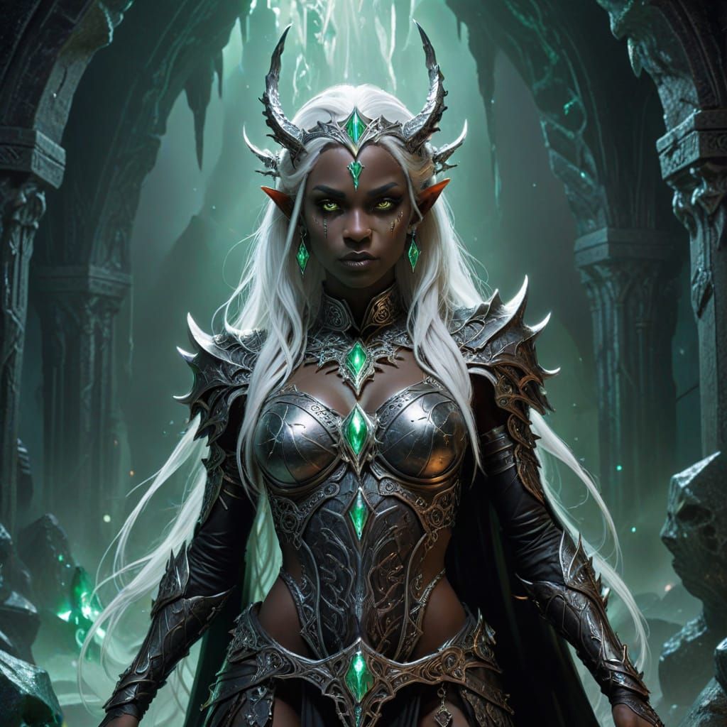 Dark Elf Necromancer Summons Dragon in Crystal Cave