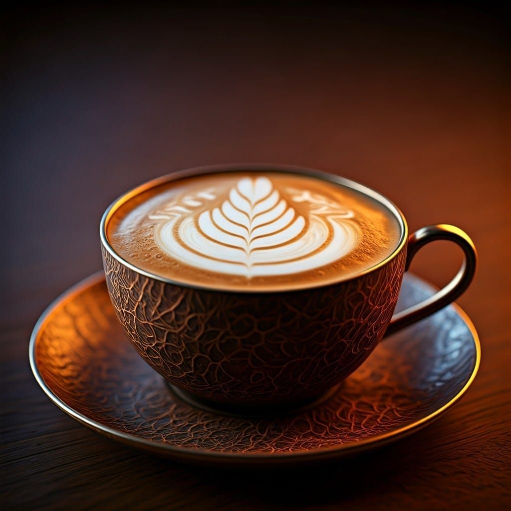 Ornate Latte Art Dragon in Hyperrealistic Detail