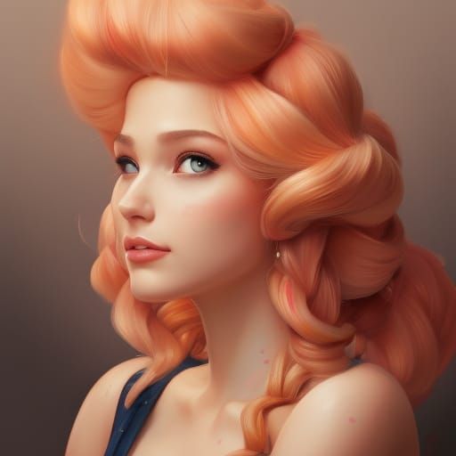 Realistic Princess Peach Portrait in Art Nouveau Style