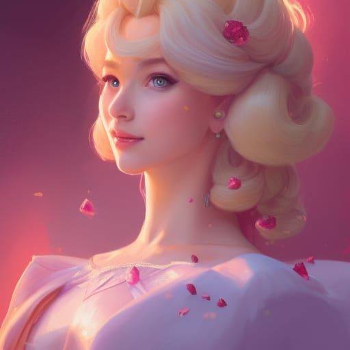 Hyperdetailed Princess Peach Portrait in Digital Art Style