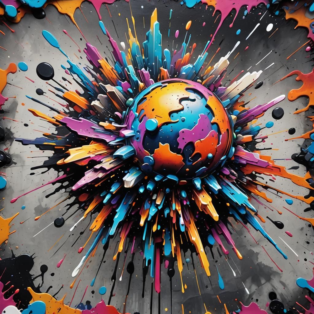Meteor Graffiti Art in Polychromatic Splash Style