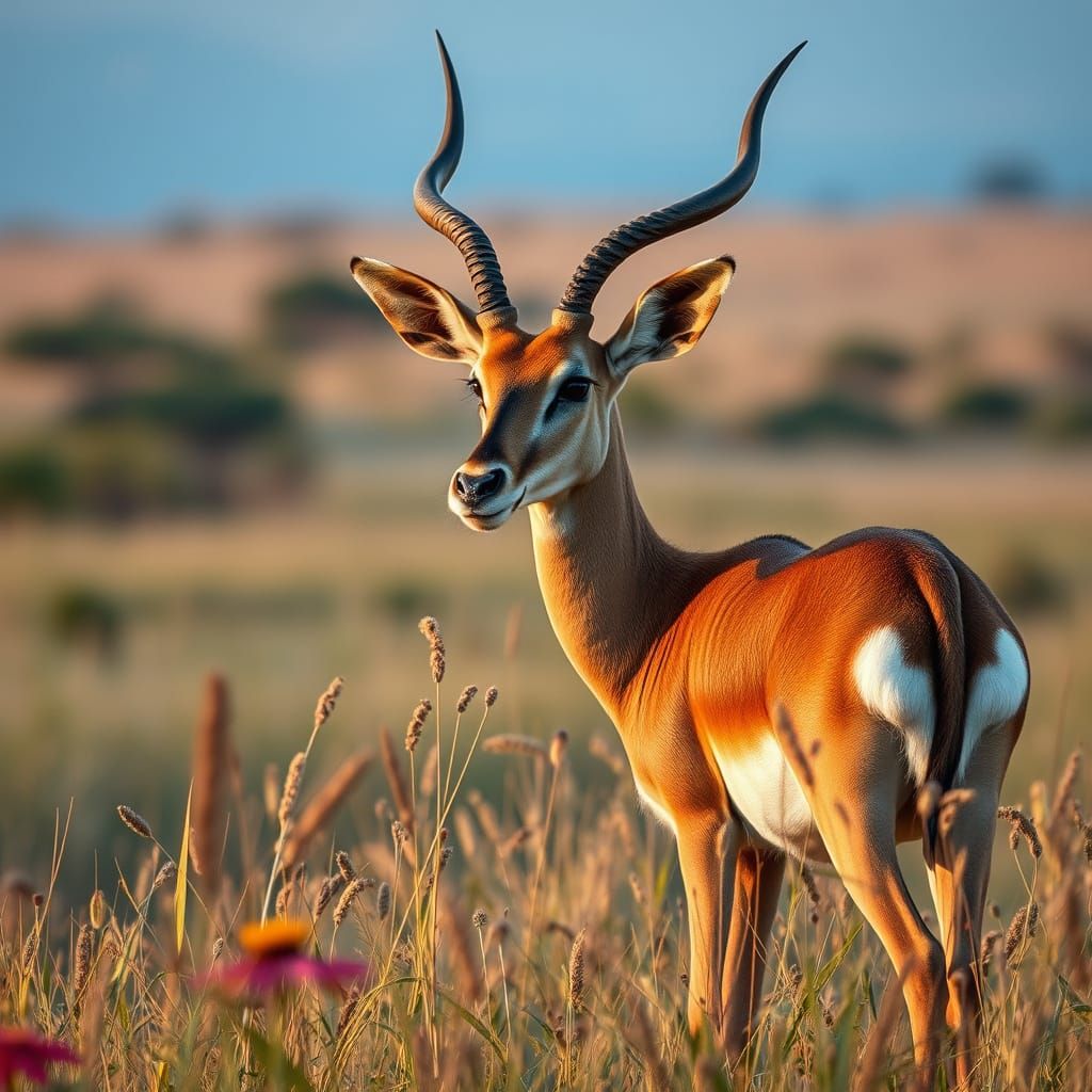 Antelope in a Golden Savannah Landscape