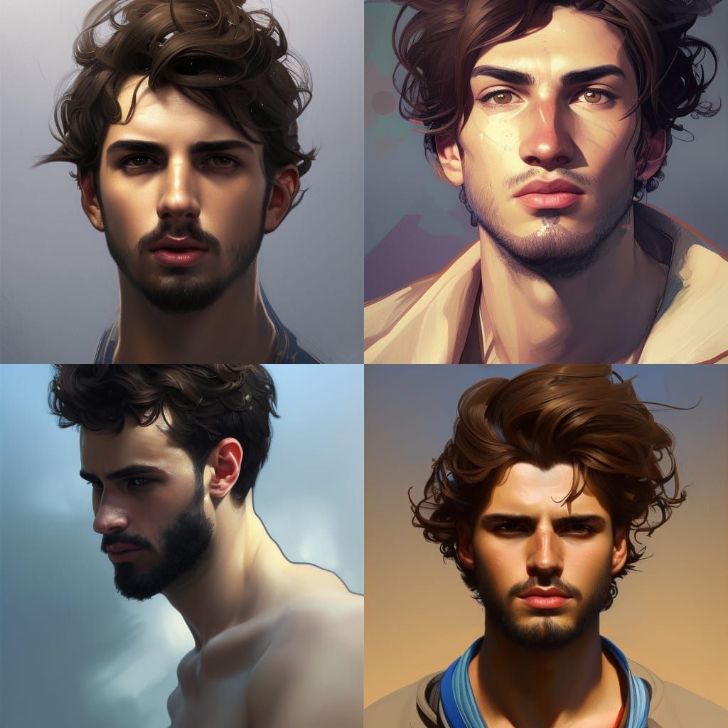 Detailed Portrait of Young Greek Man