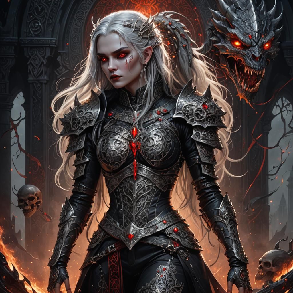 Vampire Queen in Draconic Armor Concept Art