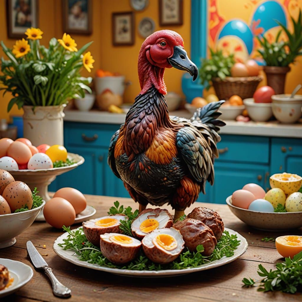 Easter Dodo Leg Feast in Vibrant, Golden Lighting