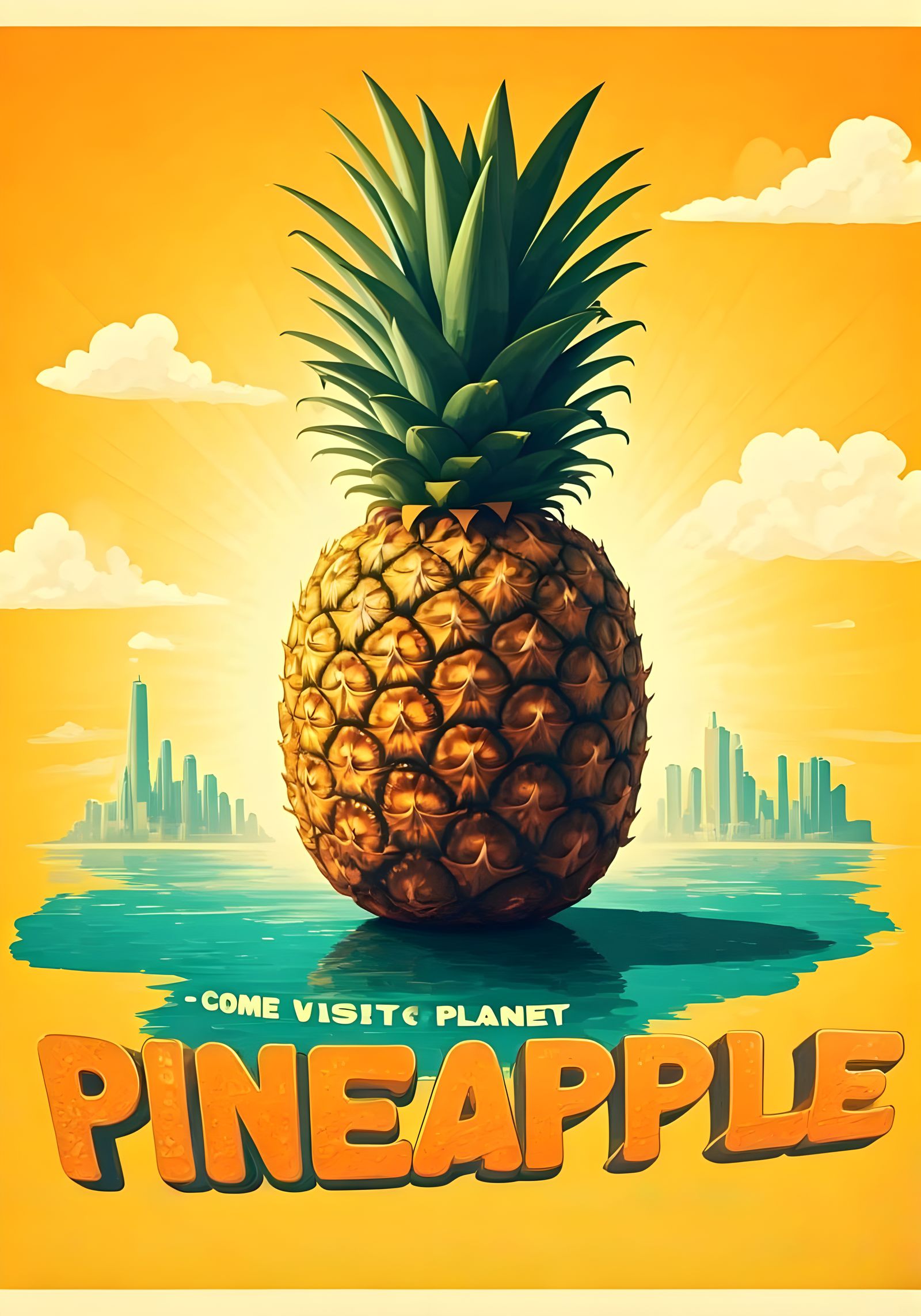 Vintage Travel Poster for Planet Pineapple