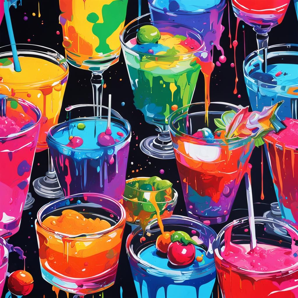 Cyber Lounge Cocktails in Graffiti Street Art Style