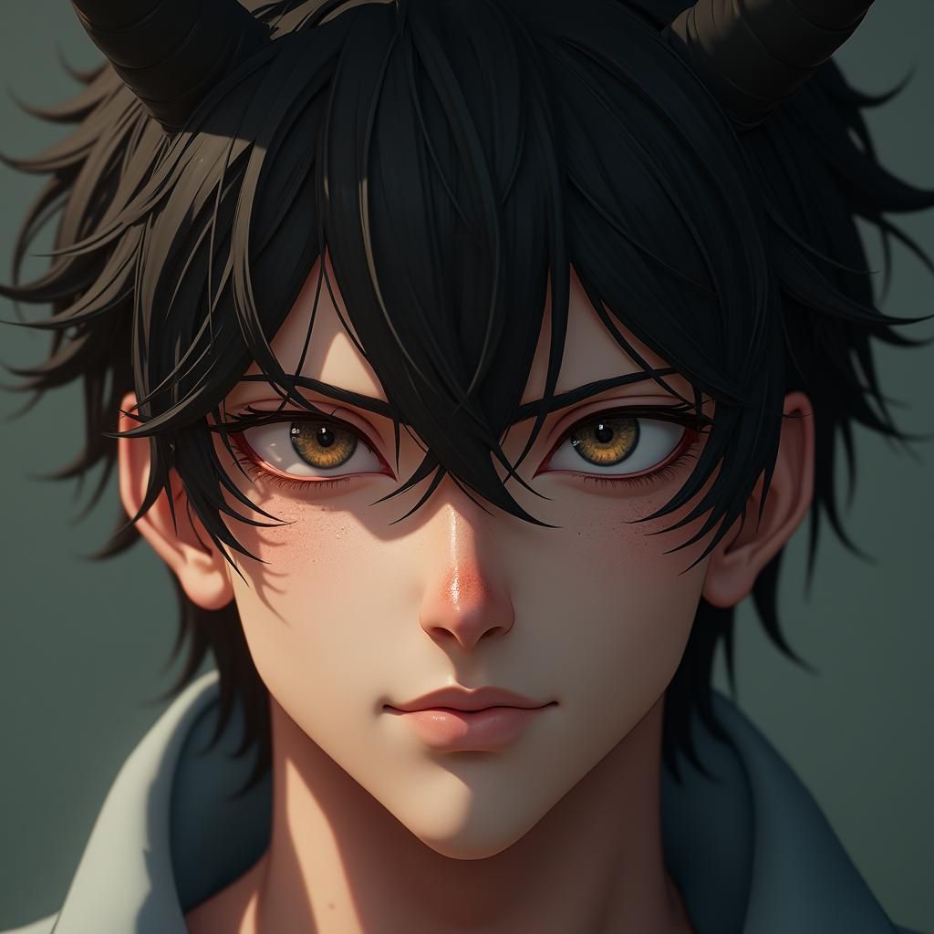Anime Demon Portrait in 3D Digital Art Style