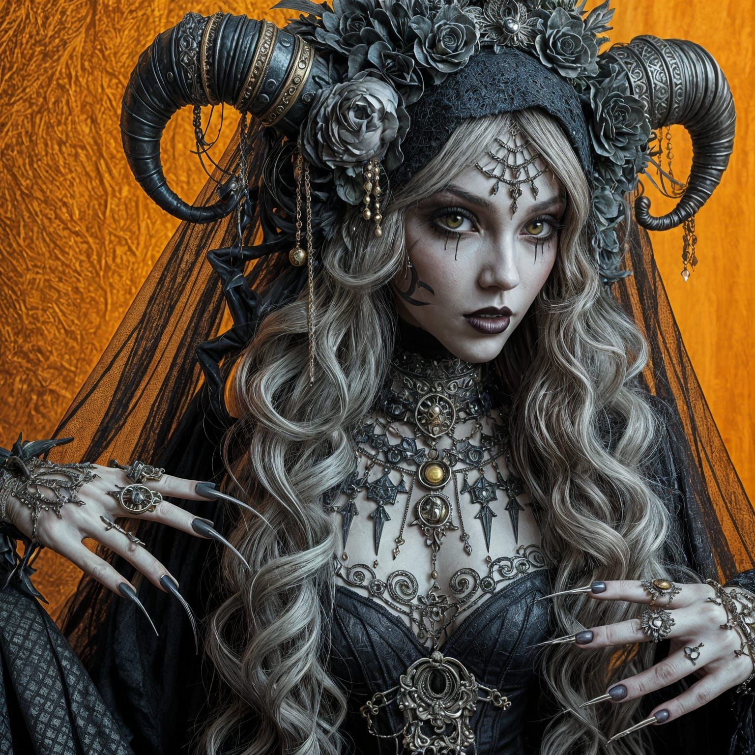 Gothic Woman in a Surreal Rainbow Fantasy World