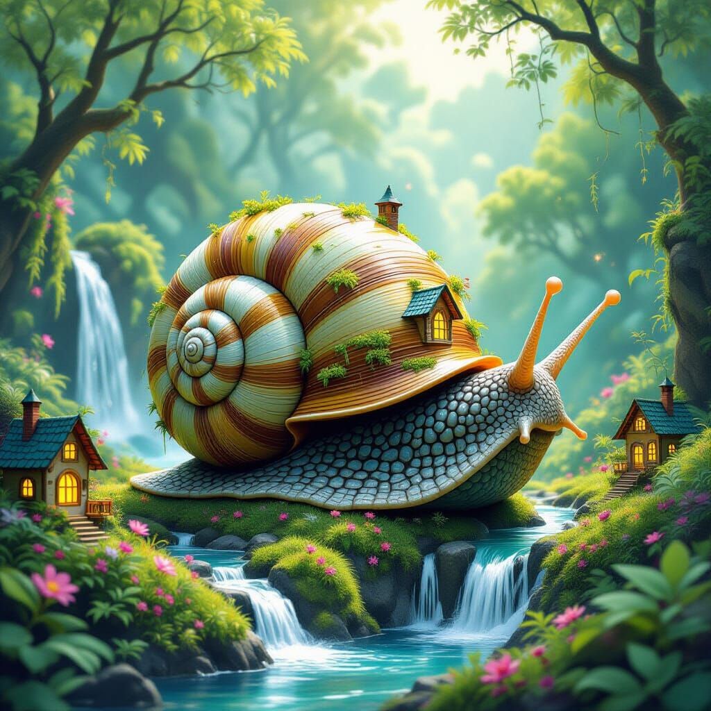 Giant Mossy Snail on Alien World