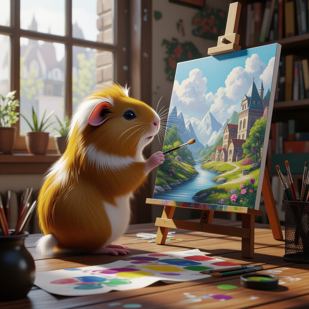 Guinea Pig Creates Art in Detailed Fantasy Style