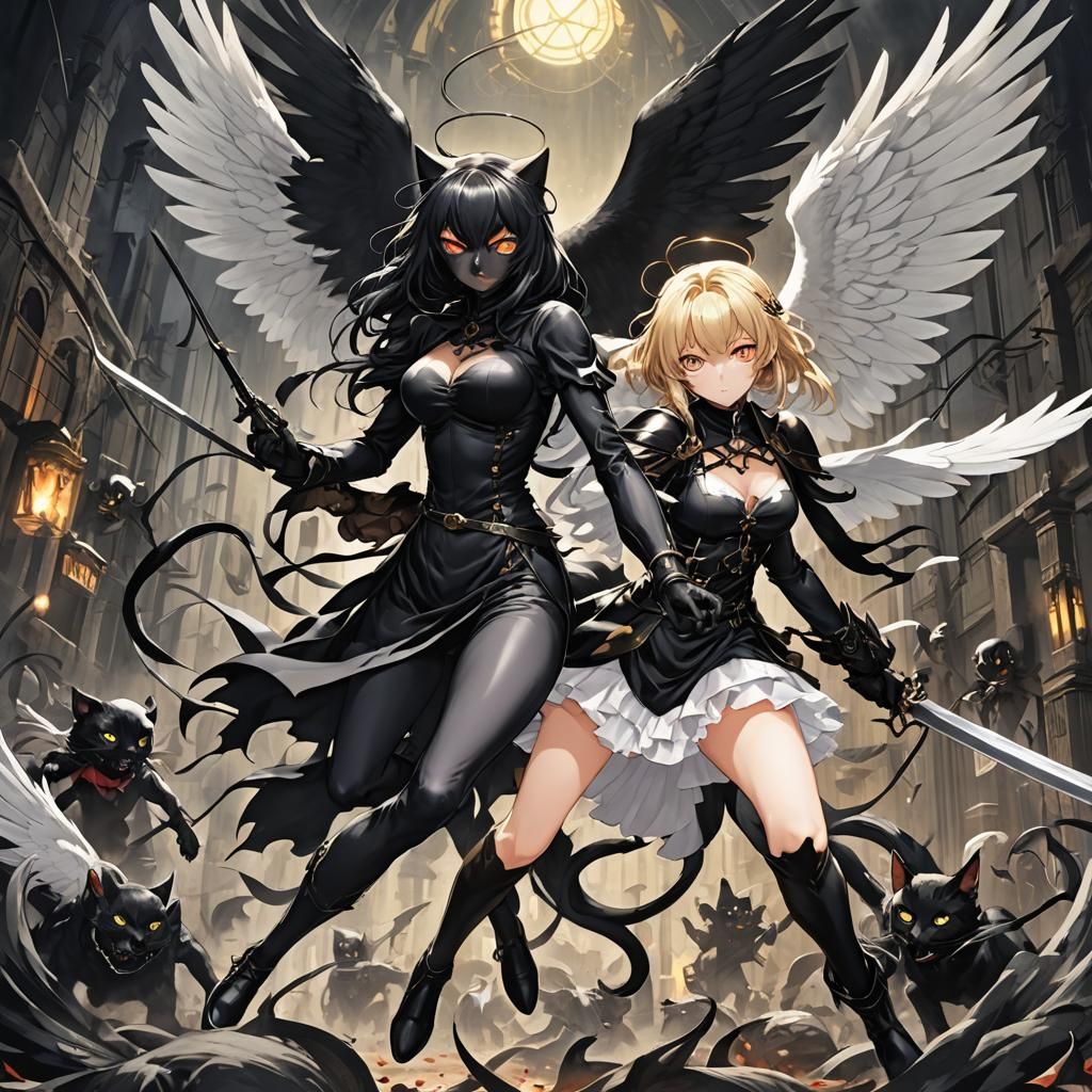 Black Cat Hunts Death Angel: Anime Style