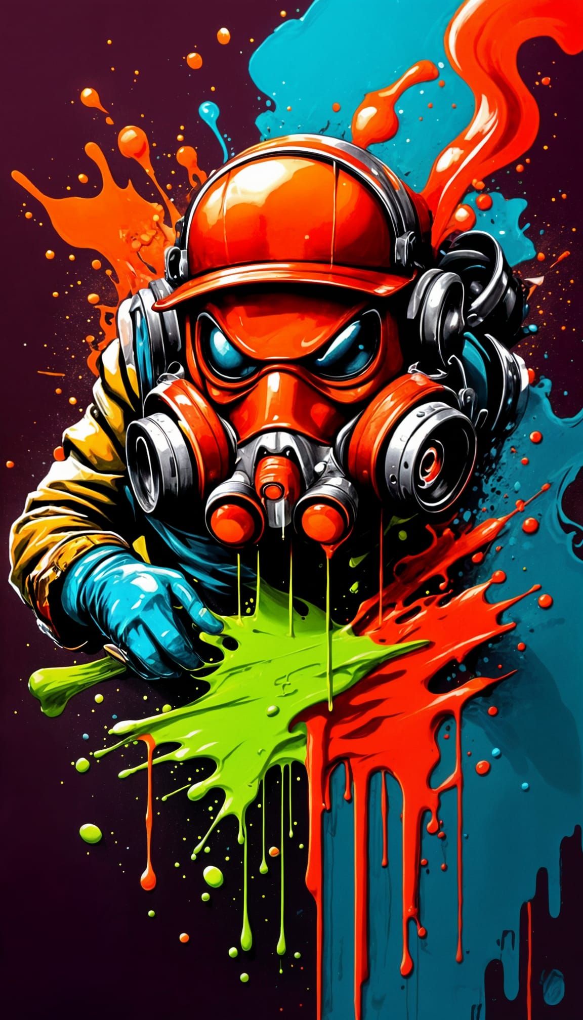 Vibrant Street Art Masterpiece in High Contrast Colors