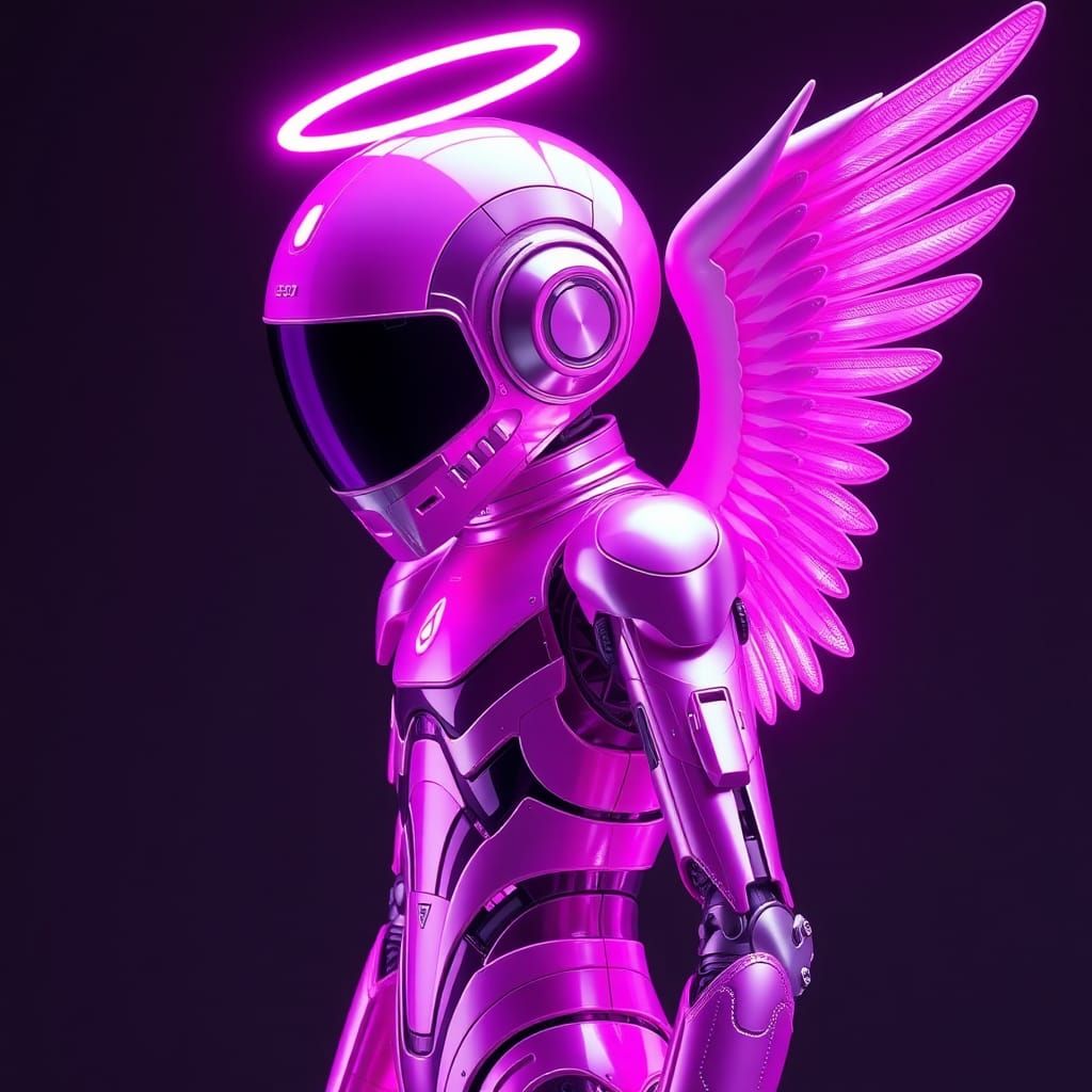 Cyborg Angel in Pink and Purple