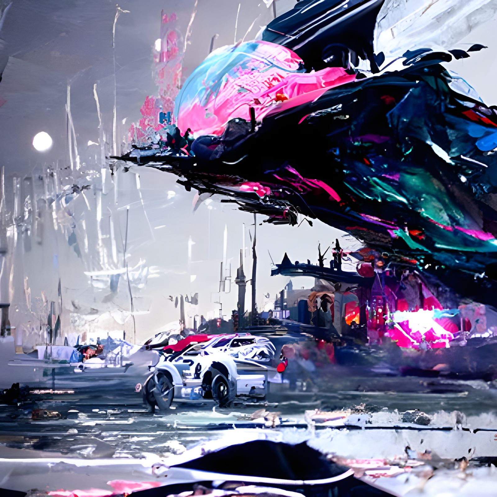 Gothic Romantic Moonscape in Synthwave Style