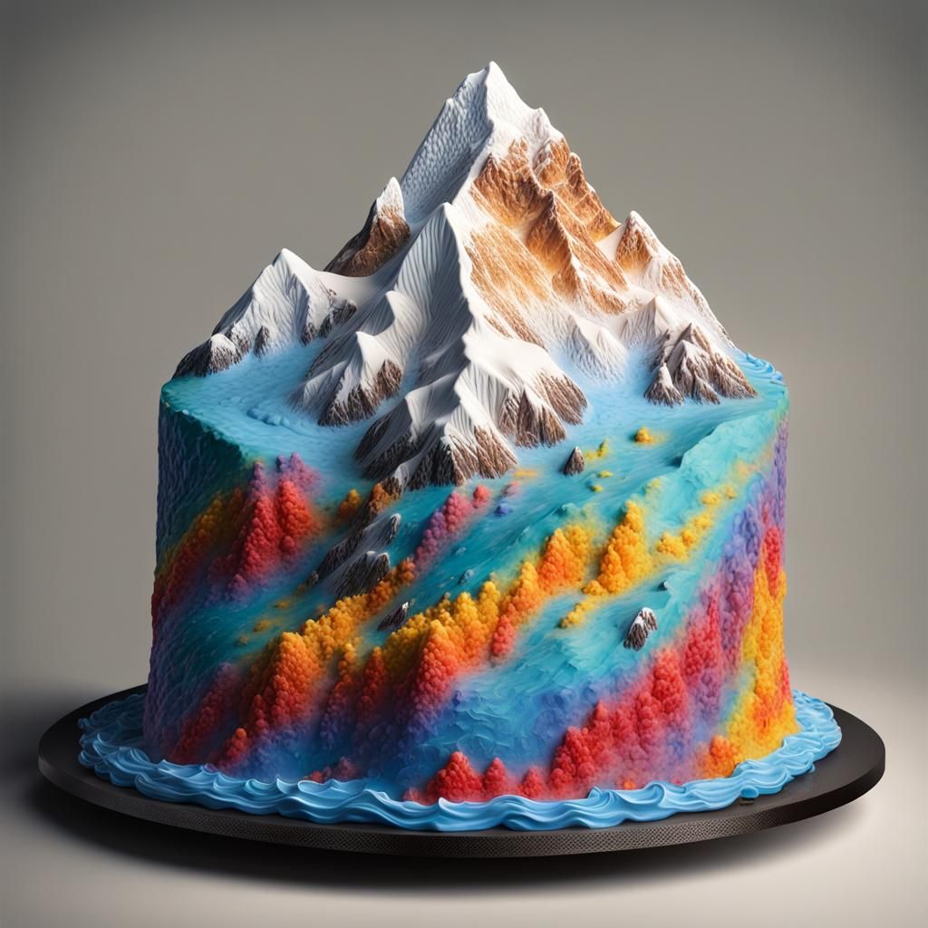 Hyperrealistic Cake Sculpture of Mount Everest